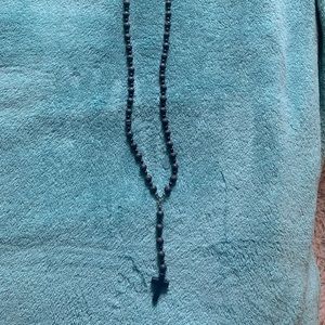 Black beaded cross necklace